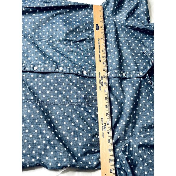 Talbots womens size 18WP button-up top grey/white polk-a-dot long sleeve career - Picture 3 of 10